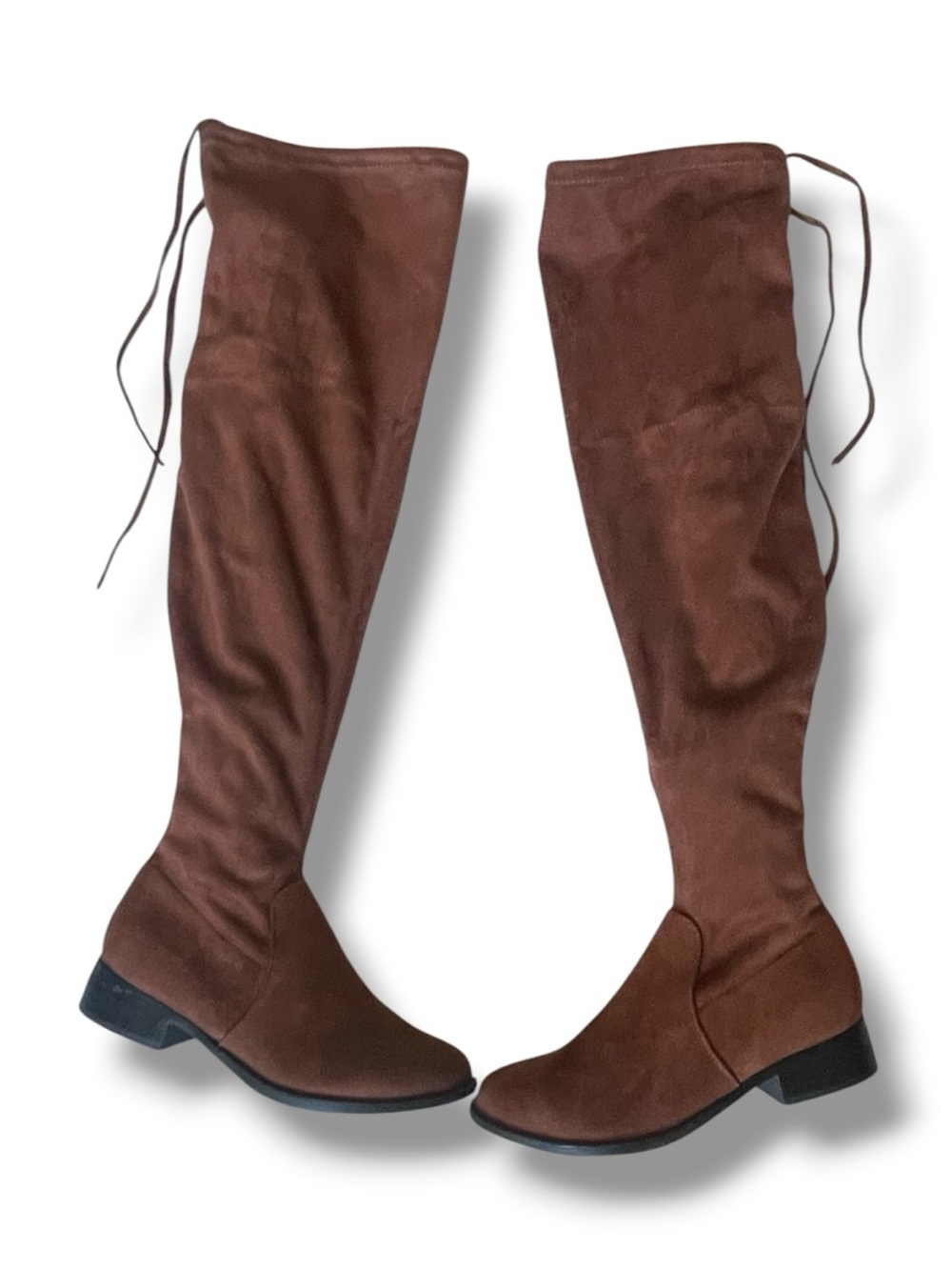 A New Day Cognac Brown Over The Knee Boots Wide Calf Size 6WC Faux Suede Boots